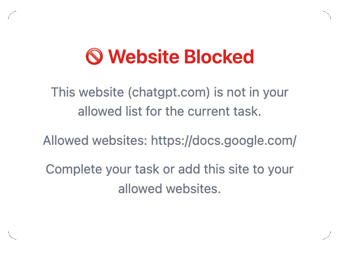 Example of blocked distracting website
